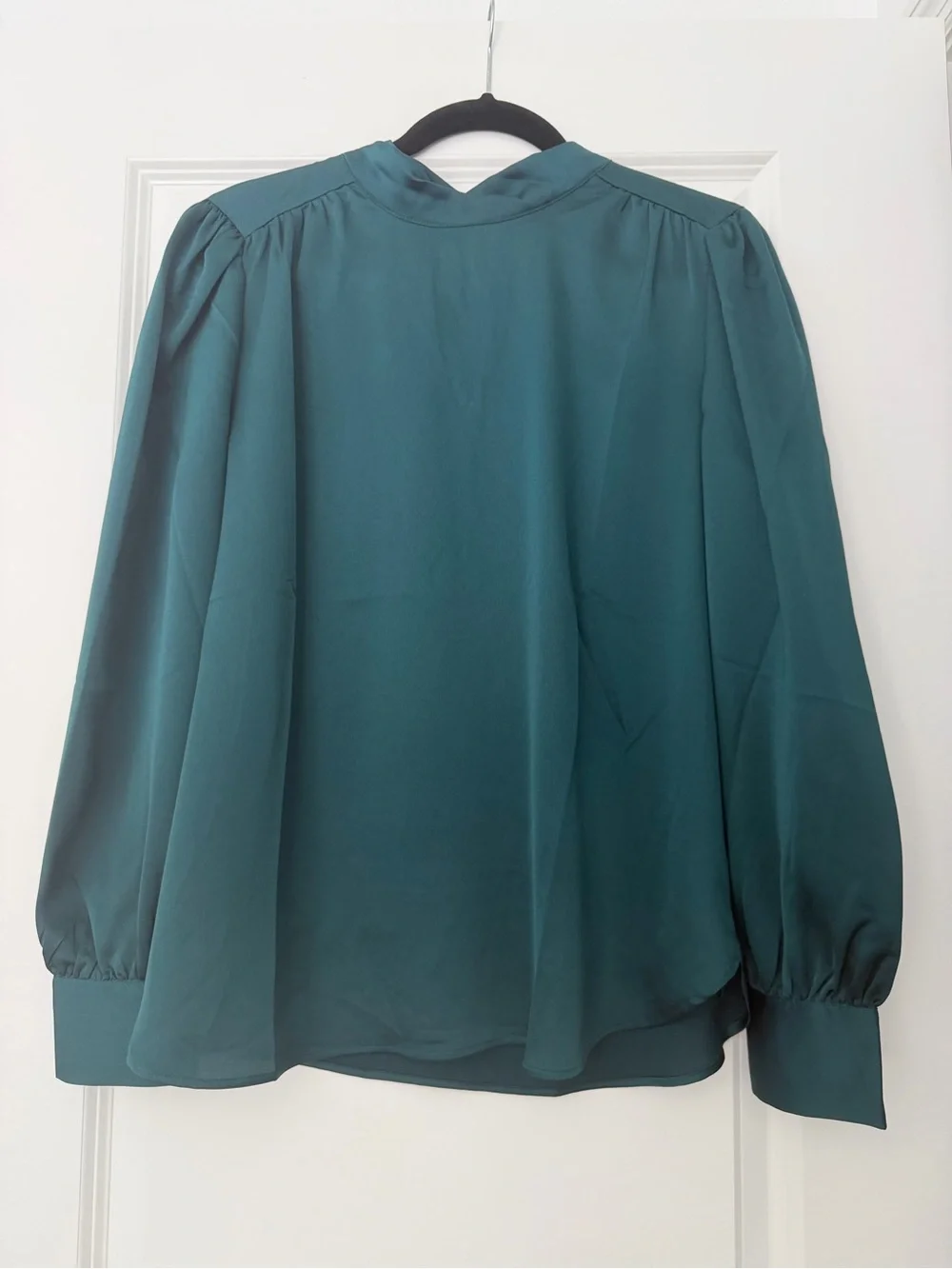 LOFT Emerald Pleated Yoke Long-Sleeve Blouse